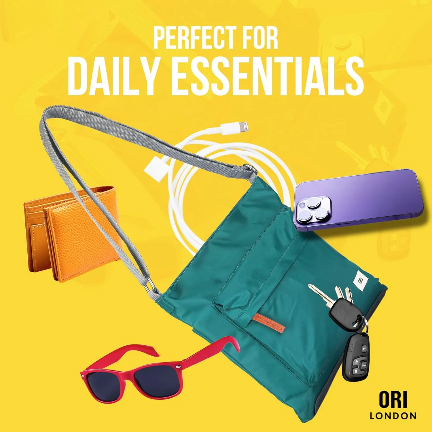ORI LONDON Medium Nylon Crossbody Bags for Women & Men - Small Crossbody Bag w/Chunky Zippers - The Kennington