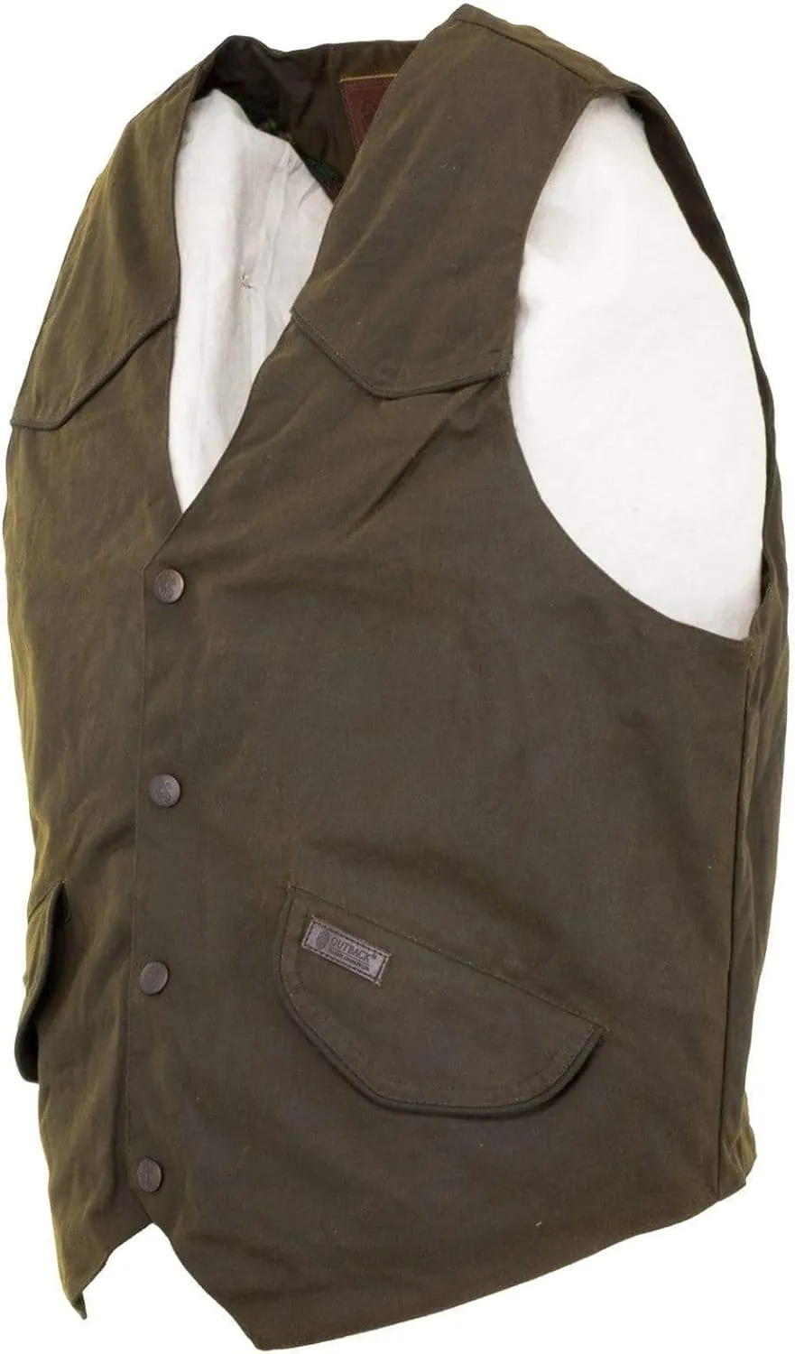 Outback Trading Men's 2155 Cliffdweller Waterproof Breathable Fleece Lined Cotton Oilskin Western Vest