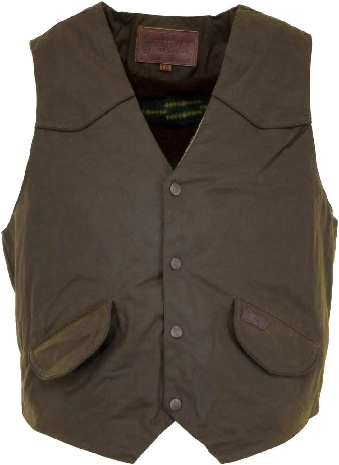 Outback Trading Men's 2155 Cliffdweller Waterproof Breathable Fleece Lined Cotton Oilskin Western Vest