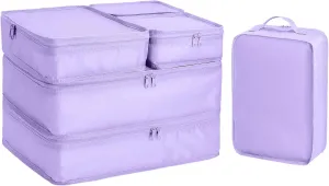 Packing cubes for Travel Luggage Organizer Bags 6 Set Packing Cubes for Suitcases Travel Essentials for Carry on Mesh Suitcase Organizer with Shoe Bag (purple)