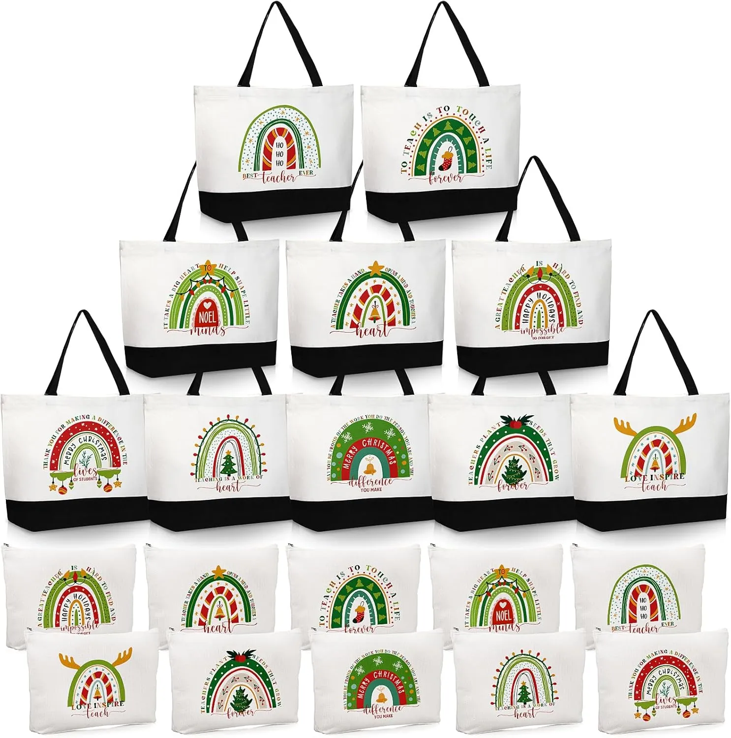 Paterr 20 Pcs Teacher Appreciation Gifts Bulk Teacher Tote Bags with Makeup Bag for Women Mom Graduation Team Coworker Nurse