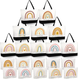 Paterr 20 Pcs Teacher Appreciation Gifts Bulk Teacher Tote Bags with Makeup Bag for Women Mom Graduation Team Coworker Nurse