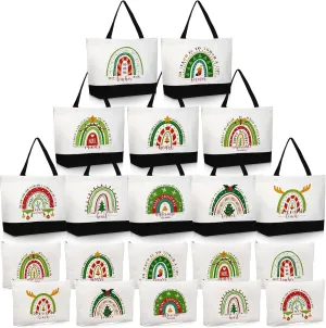 Paterr 20 Pcs Teacher Appreciation Gifts Bulk Teacher Tote Bags with Makeup Bag for Women Mom Graduation Team Coworker Nurse