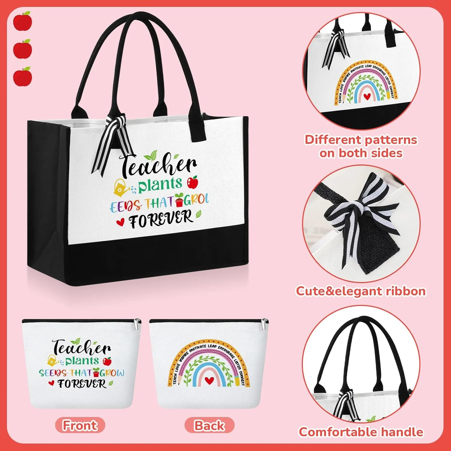 Paterr 6 Pcs Teacher Appreciation Gifts for Women Thank You Inspirational Gifts in Bulk for Teacher Mentor Parents Tote Bags