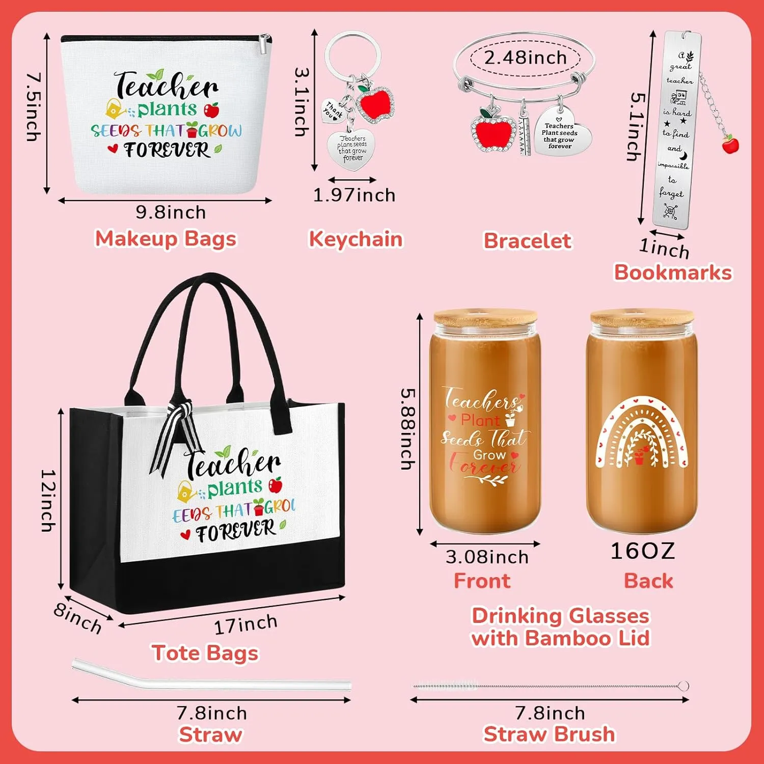 Paterr 6 Pcs Teacher Appreciation Gifts for Women Thank You Inspirational Gifts in Bulk for Teacher Mentor Parents Tote Bags