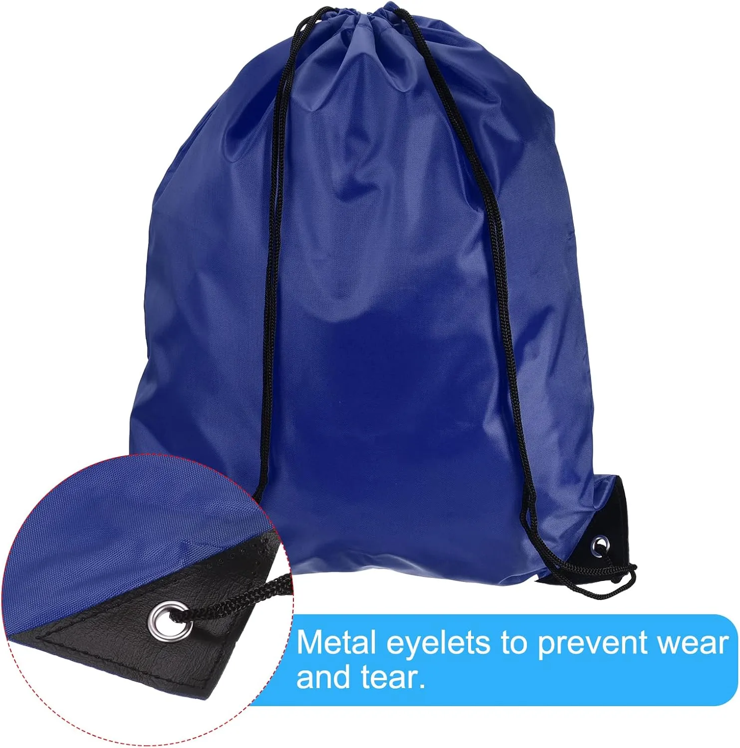 PATIKIL 42x34cm Nylon Drawstring Bag, 5 Pack Storage Bulk Cinch Backpack Sack for Gym Sports Outdoor Traveling, Dark Blue