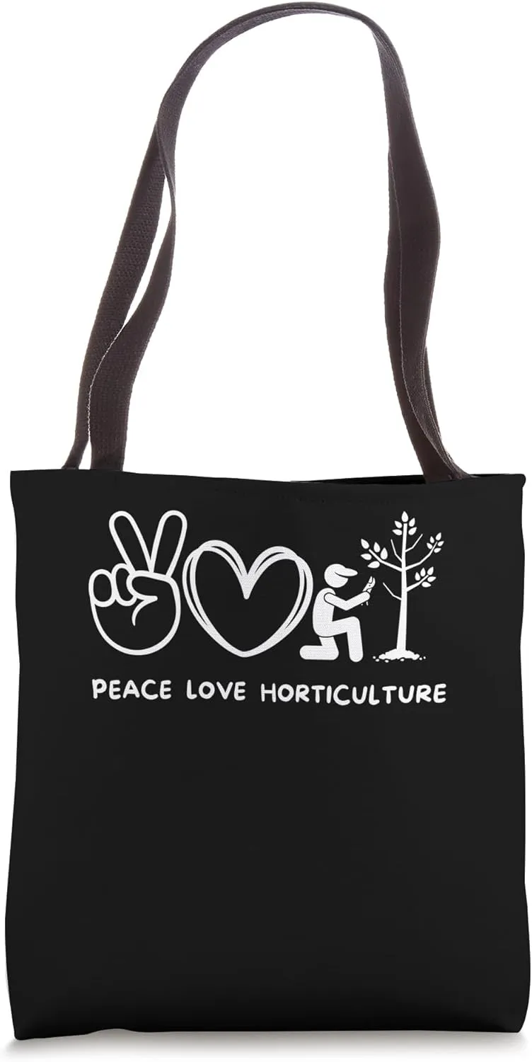 Peace, Love Horticulture Retro Horticulture Lover Tote Bag