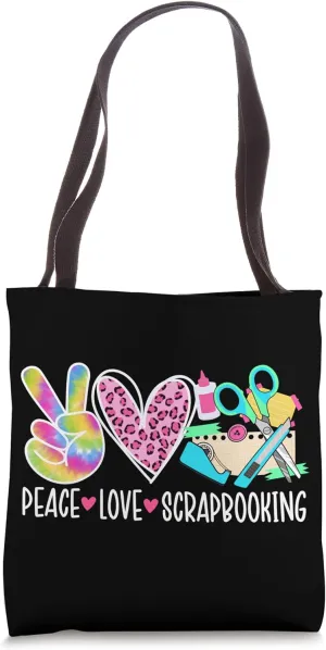 Peace Love Scrapbooking Scrapbooker Scrapbook Tote Bag