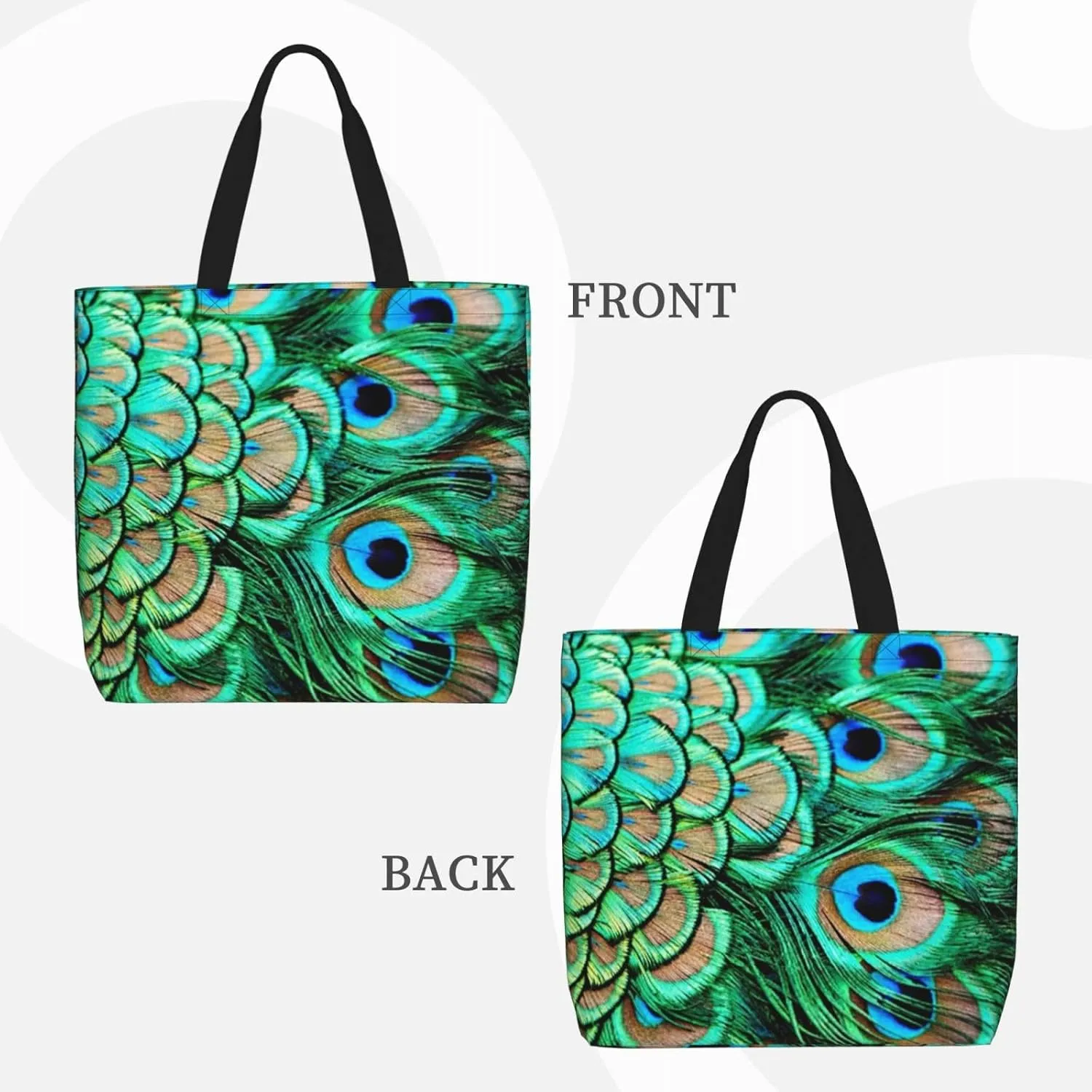 Peacock Canvas Tote Bag for Women with Zipper Large Shoulder Bag Handbag Shopping Bags for Groceries Outdoors Travel