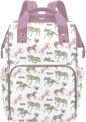 Personalized Diaper Bags For Baby Girl Boys, Customized Name Diaper Backpack Nursing Bags, Custom Western Horse Nappy Bag Mommy Daypack for Travel Outside, Mom Gifts for Mother's Day