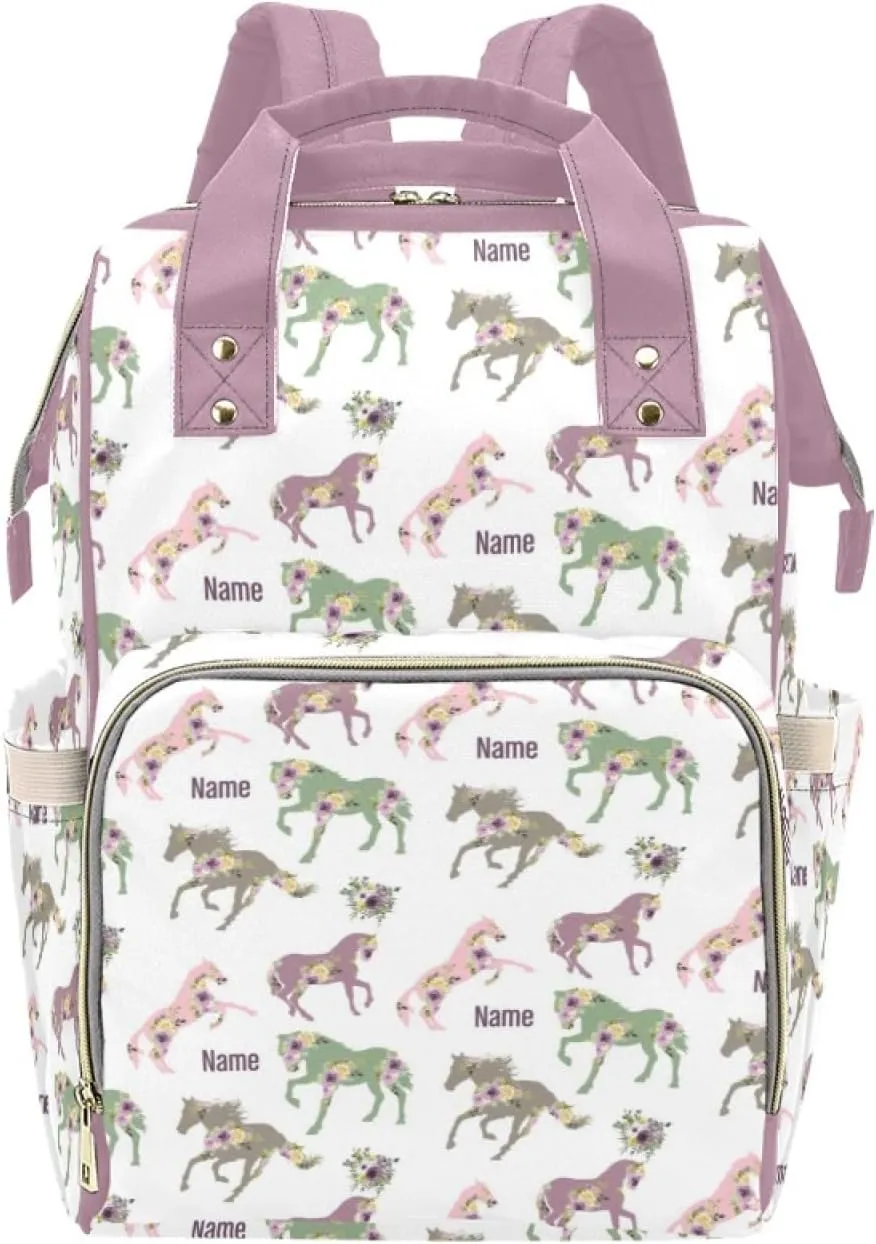 Personalized Diaper Bags For Baby Girl Boys, Customized Name Diaper Backpack Nursing Bags, Custom Western Horse Nappy Bag Mommy Daypack for Travel Outside, Mom Gifts for Mother's Day