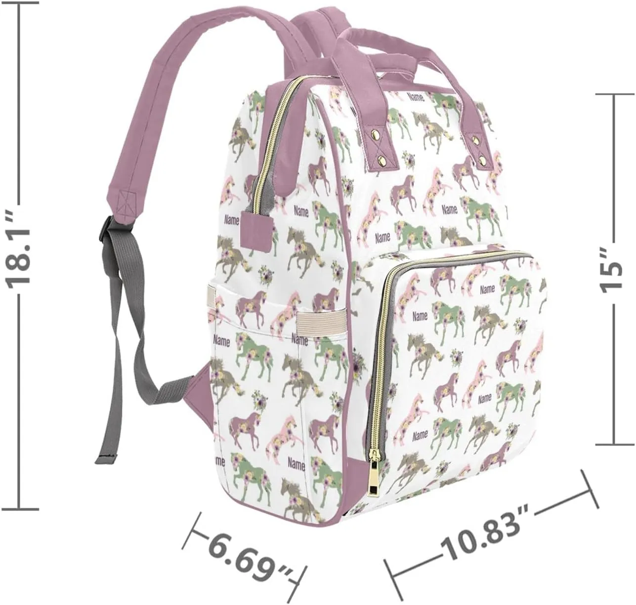 Personalized Diaper Bags For Baby Girl Boys, Customized Name Diaper Backpack Nursing Bags, Custom Western Horse Nappy Bag Mommy Daypack for Travel Outside, Mom Gifts for Mother's Day