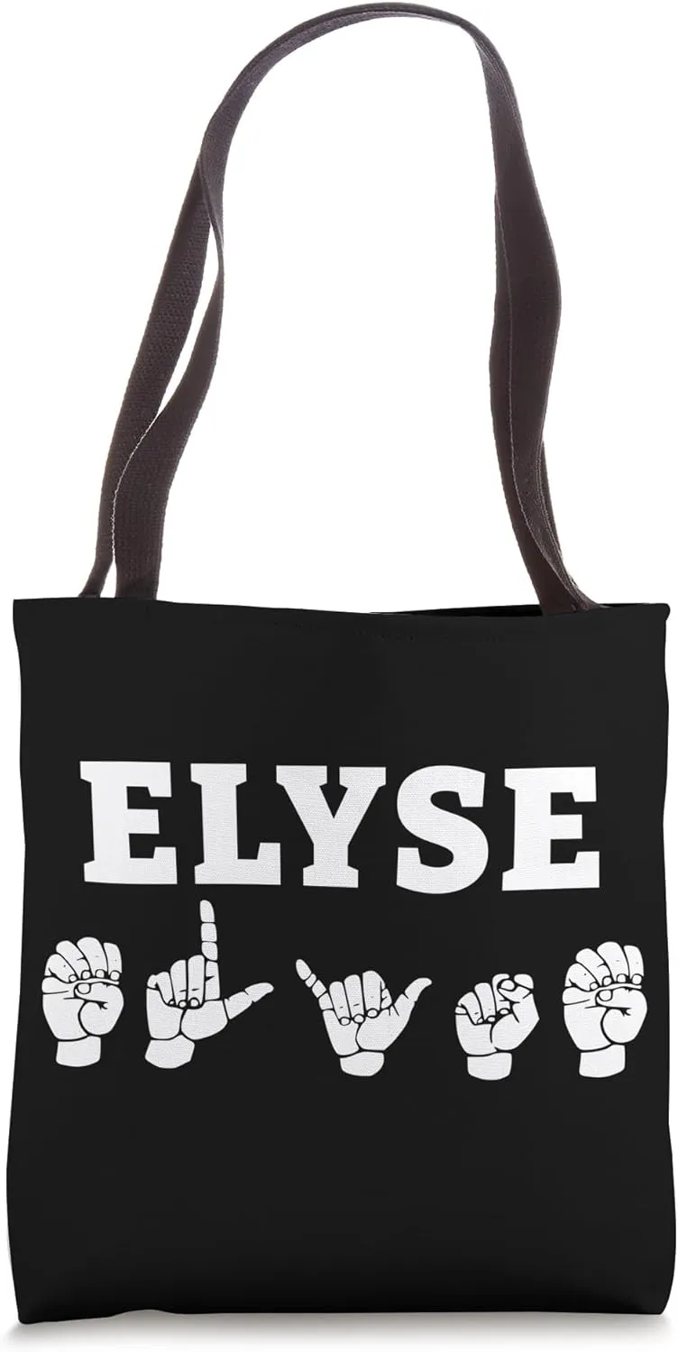 Personalized name sign language ELYSE ASL Teacher Deaf Tote Bag
