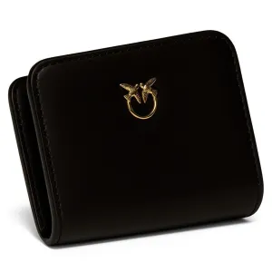 Pinko Love Birds Mini Wallet – Classic Black with Gold Emblem