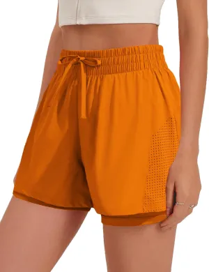 Pinspark womens High Waisted Quick Dry Gym Shorts with Pocket