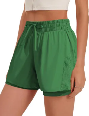Pinspark womens High Waisted Quick Dry Gym Shorts with Pocket