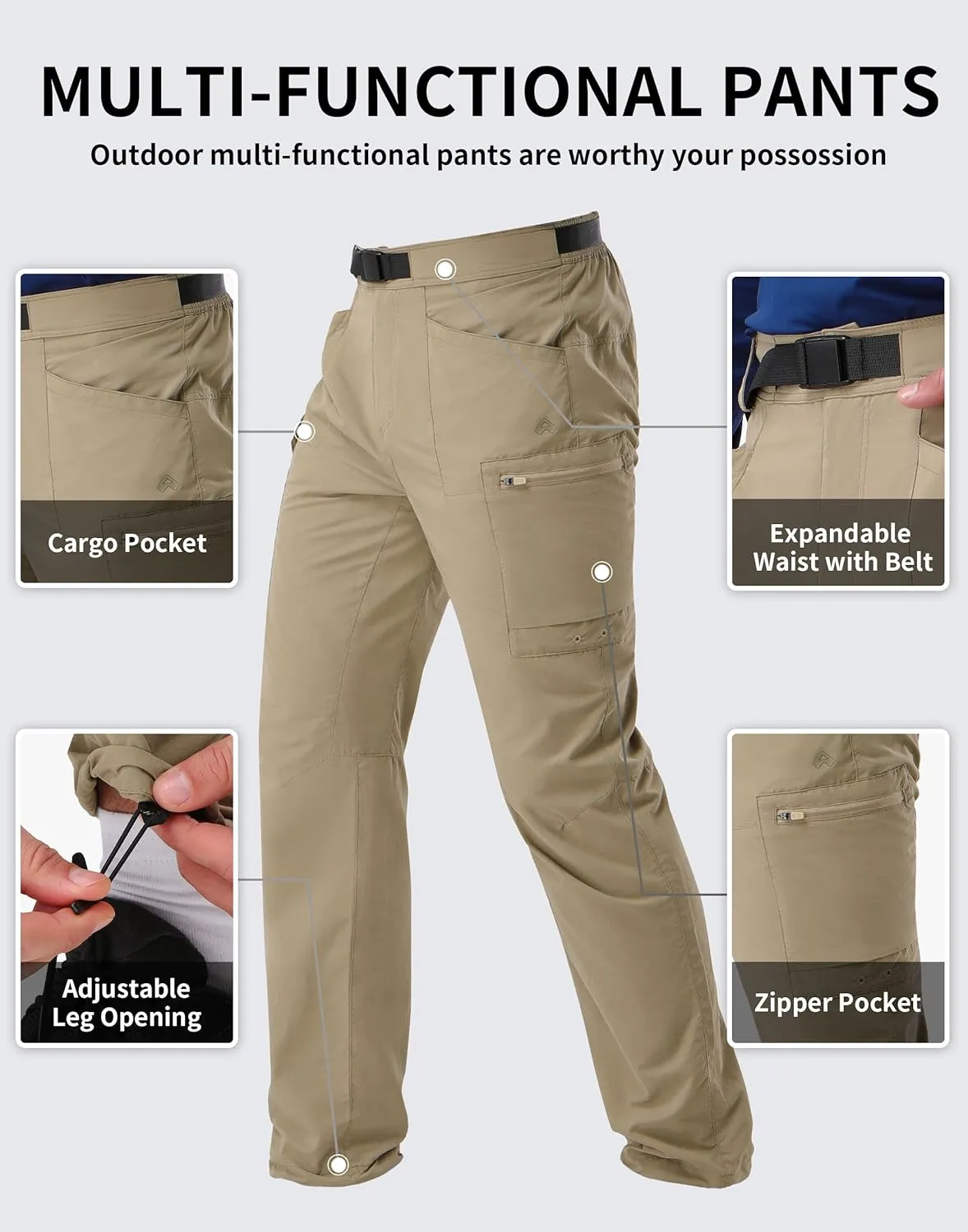 Pioneer Camp Men's Hiking Cargo Pants Lightweight Quick Dry Outdoor Water Resistant Work Tactical Pant for Men Travel Fishing