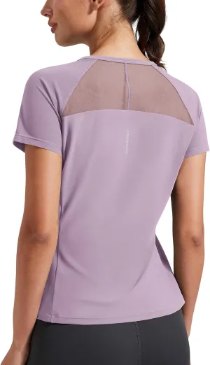 Pioneer Camp Women's Workout Tops Short Sleeve Athletic Shirts Moisture Wicking Quick Dry Mesh Back Yoga Tees for Running Gym