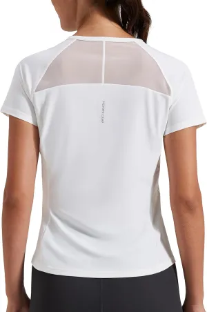 Pioneer Camp Women's Workout Tops Short Sleeve Athletic Shirts Moisture Wicking Quick Dry Mesh Back Yoga Tees for Running Gym