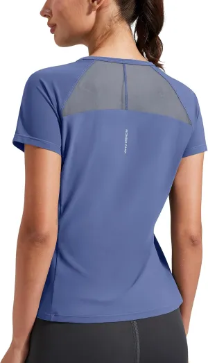 Pioneer Camp Women's Workout Tops Short Sleeve Athletic Shirts Moisture Wicking Quick Dry Mesh Back Yoga Tees for Running Gym