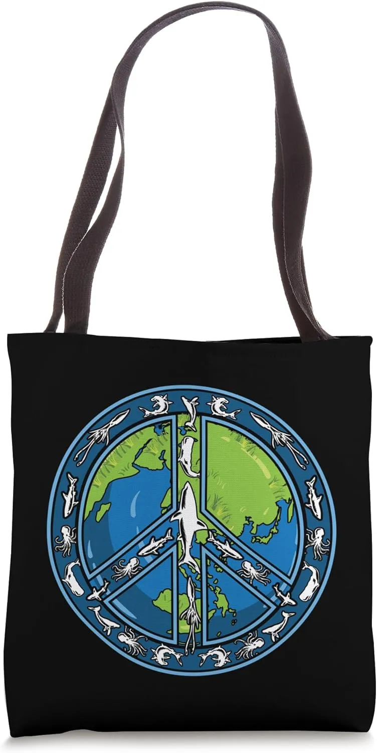 Planet Earth Day World Peace Sign Environmentalist Hippie Tote Bag