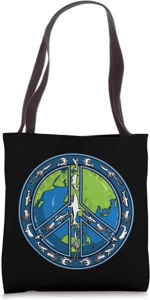 Planet Earth Day World Peace Sign Environmentalist Hippie Tote Bag