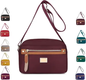 Popularate Nylon Crossbody Bag, Popularate Multi Pockets with Zipper Waterproof Nylon Crossbody Bag