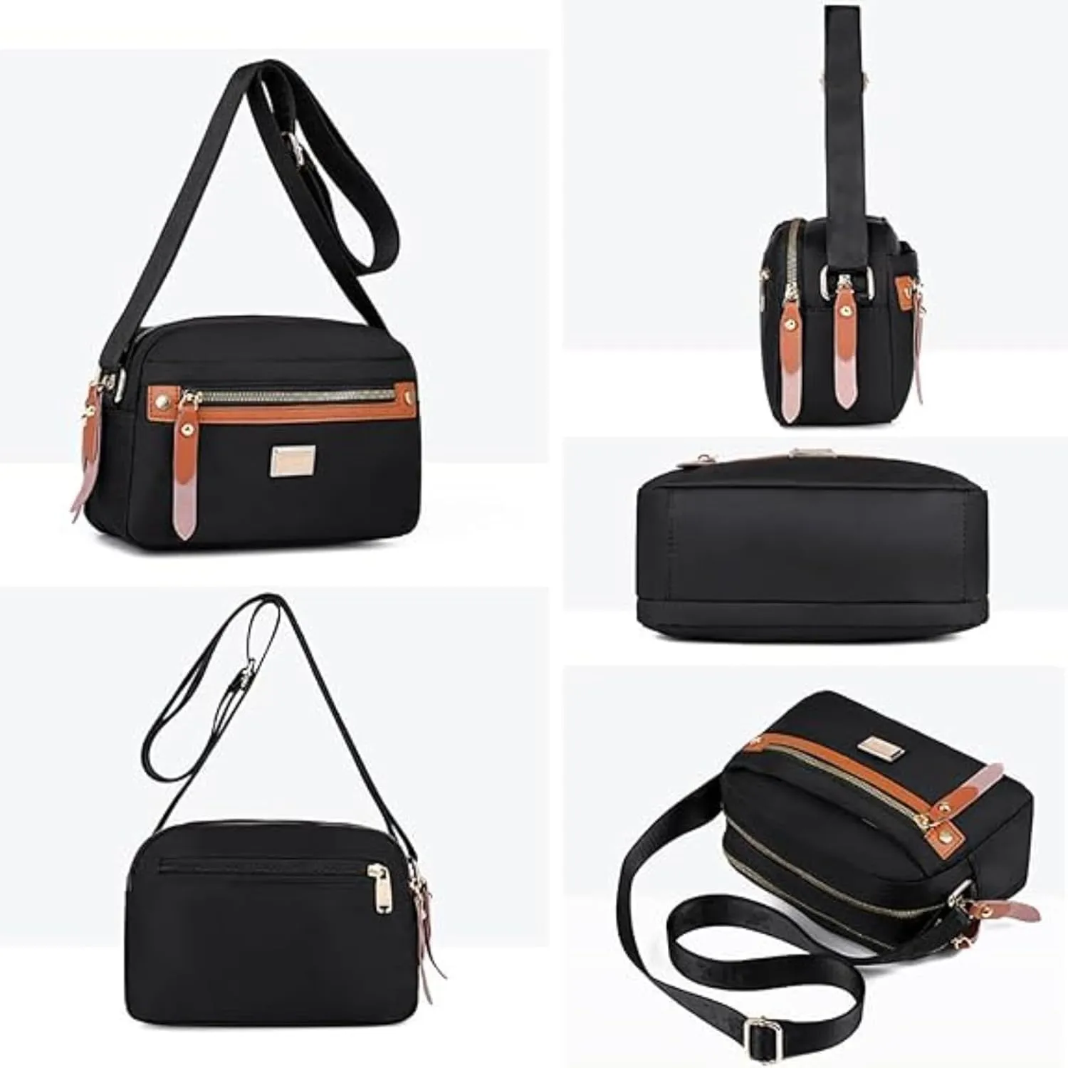 Popularate Nylon Crossbody Bag, Popularate Waterproof Nylon Crossbody Bag, Waterproof and Multi-Pockets