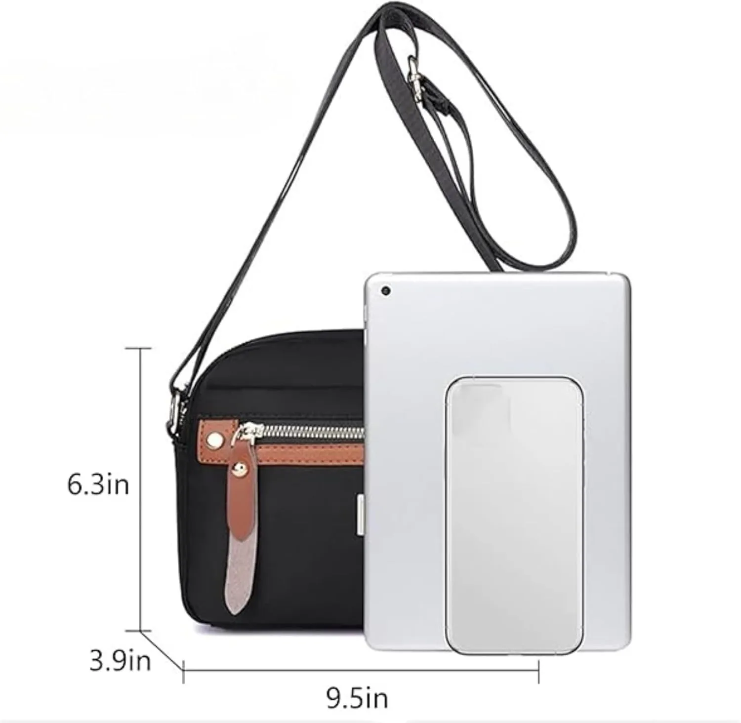 Popularate Nylon Crossbody Bag, Popularate Waterproof Nylon Crossbody Bag, Waterproof and Multi-Pockets