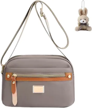 Popularate Nylon Crossbody Bag, Waterproof Shoulder Purse with Zipper and Multi Pockets for Women