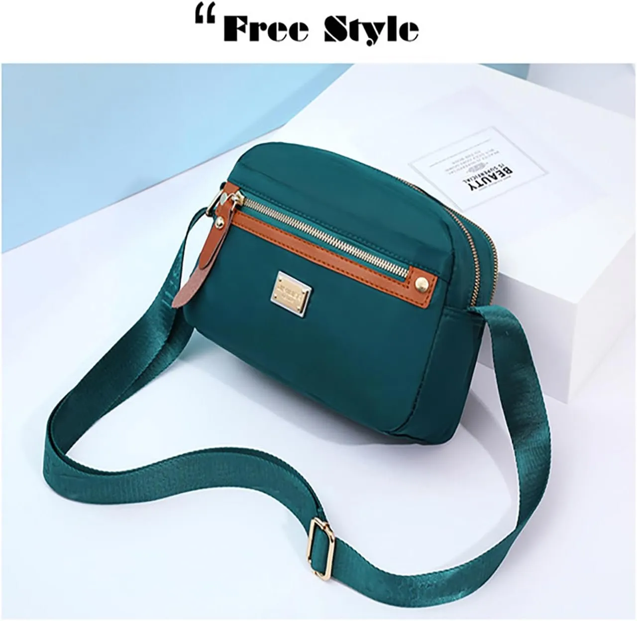 Popularate Nylon Crossbody Bag, Women's Nylon Crossbody Bag Popularate, Waterproof Lightweight Multi-layer Messenger