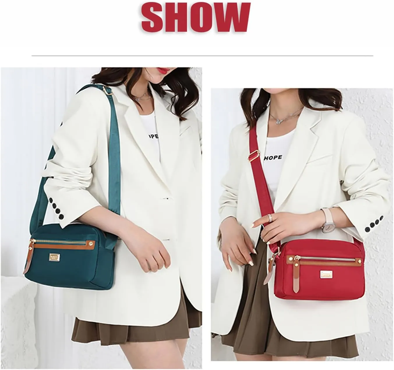 Popularate Nylon Crossbody Bag, Women's Nylon Crossbody Bag Popularate, Waterproof Lightweight Multi-layer Messenger