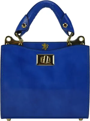 Pratesi Leather Bag for Women Anna Maria Luisa de' Medici Small in cow leather R150/20 - Radica Electric Blue Made in Italy