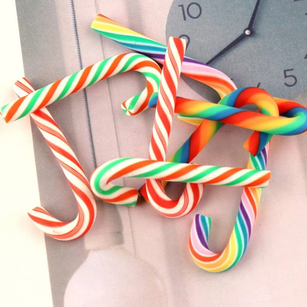PRETYZOOM 60 Pcs Christmas Cane Ornaments Hanging Candy Canes Cream Gel Filling Materials Outdoor Christmas Decorations Christmas Tree Ornaments Mini Candy Lawn Candy Polymer Clay Bag Charm