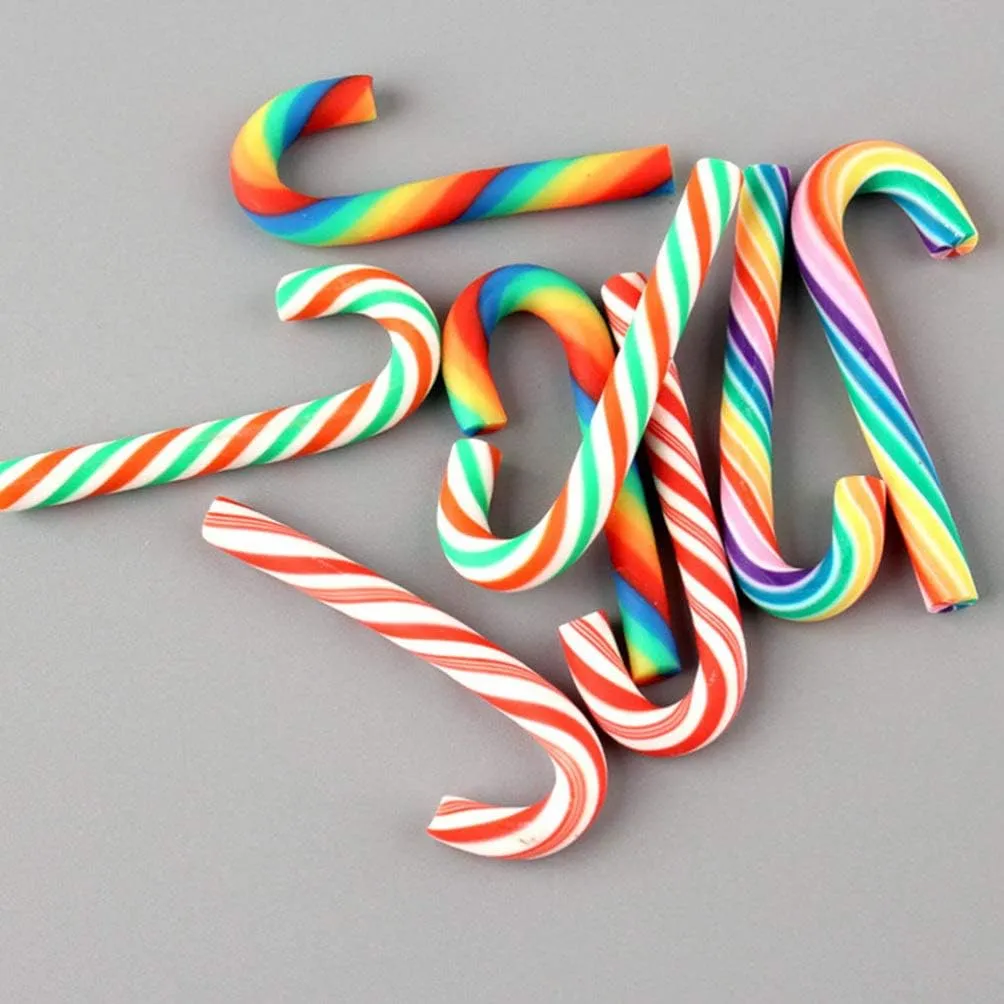PRETYZOOM 60 Pcs Christmas Cane Ornaments Hanging Candy Canes Cream Gel Filling Materials Outdoor Christmas Decorations Christmas Tree Ornaments Mini Candy Lawn Candy Polymer Clay Bag Charm