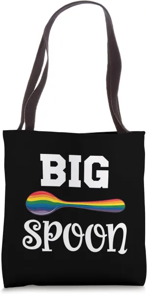 Pride LGBT Big Spoon Little Spoon Rainbow Gay Pride Month Tote Bag