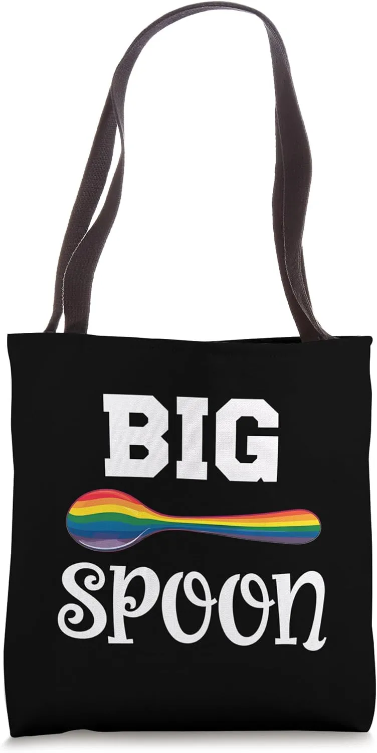 Pride LGBT Big Spoon Little Spoon Rainbow Gay Pride Month Tote Bag