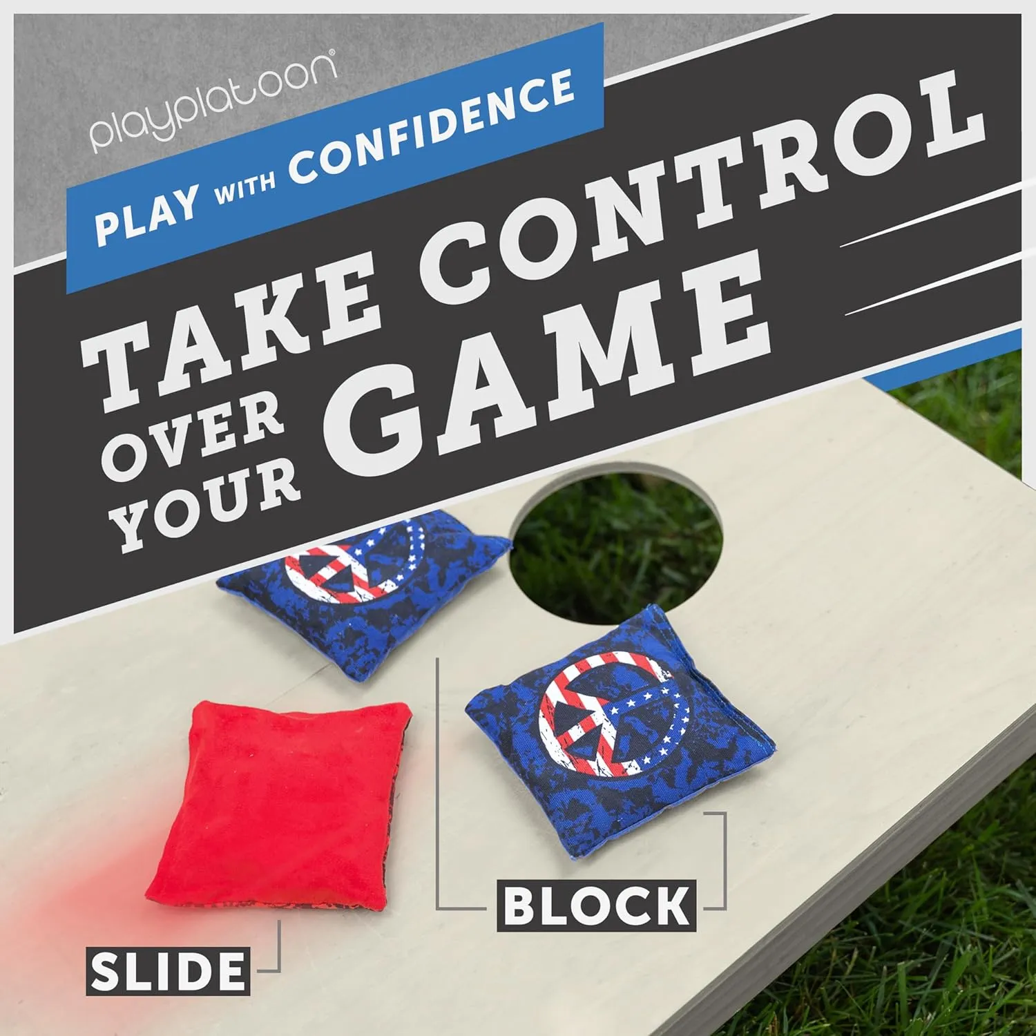 Professional Cornhole Bags - Set of 8 Regulation All Weather Double Sided - Sticky Side/Slick Side Bean Bags for Pro Corn Hole Game