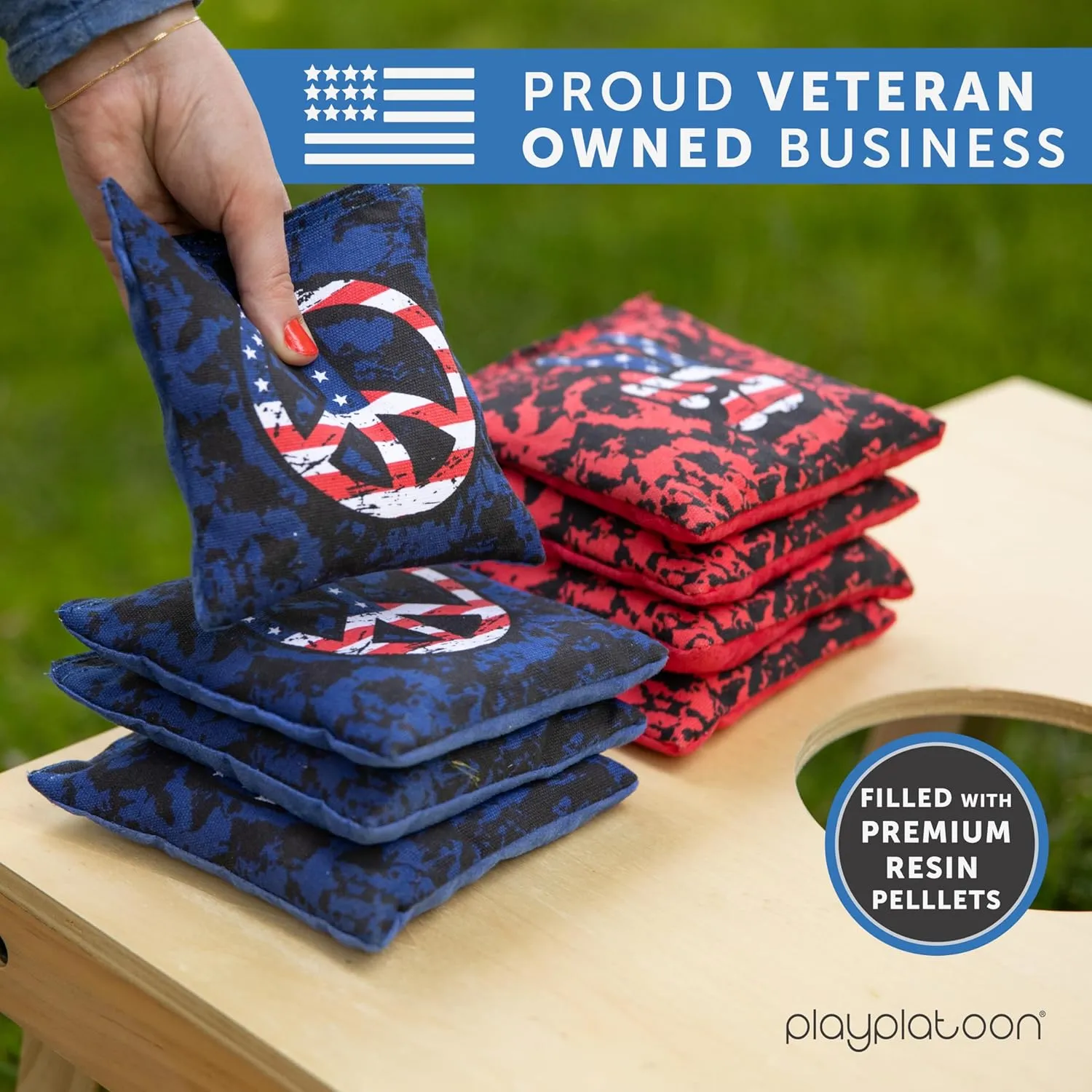 Professional Cornhole Bags - Set of 8 Regulation All Weather Double Sided - Sticky Side/Slick Side Bean Bags for Pro Corn Hole Game