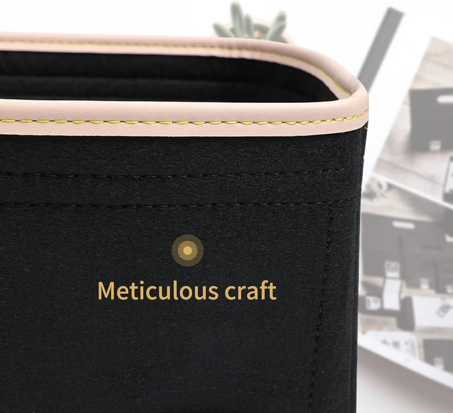 Purse Organizer Insert for Handbags, Fit Speedy 25,LePliage S,Neverfull Felt Tote Insert with Base Shaper Zipper Bag in Bag (Black-Felt, Medium)