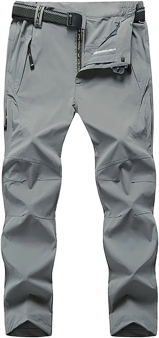 Quick Dry Hiking Cargo Pants Men's Outdoor Casual Workout Strech Breathable Pant with Multi-Pocket (No Belt)