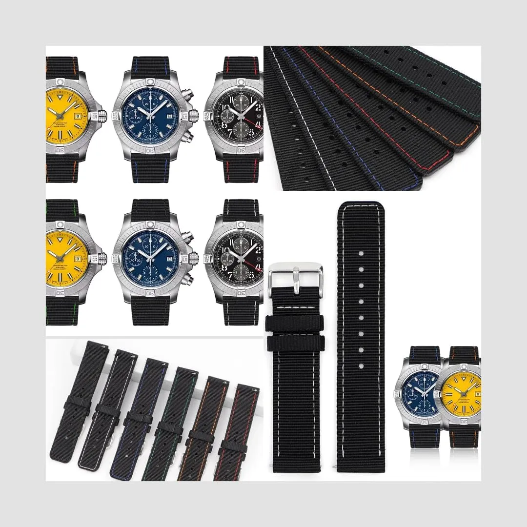 Quick Release Canvas Nylon Straps For Breitling Watches, Replacement Nylon Watch Band For Breitling Watches - Multiple Colors
