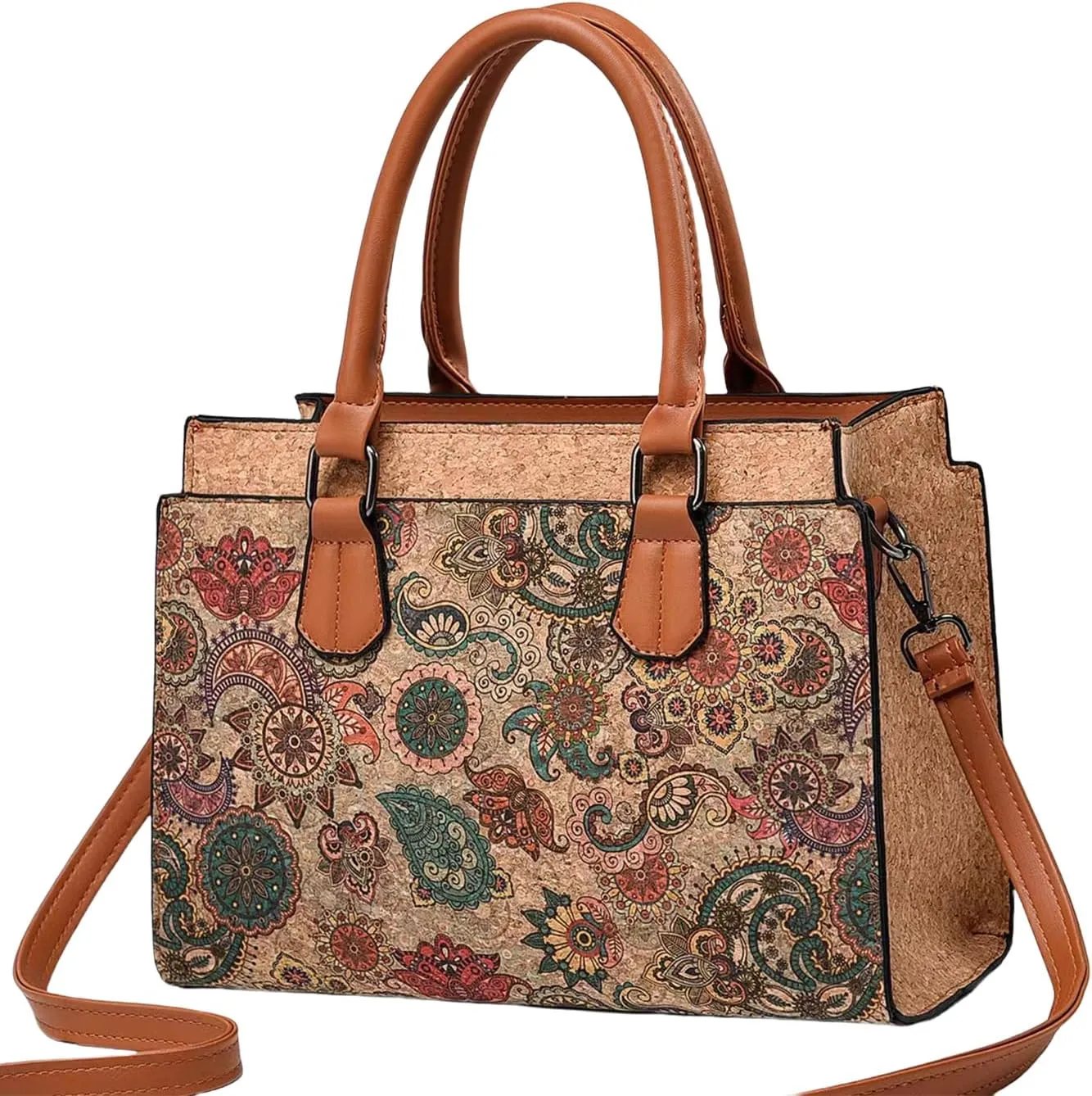 Quilted Crossbody Bags For Women Vegan Leather Purses Waterproof Natural Cork Shoulder Bag Handbags
