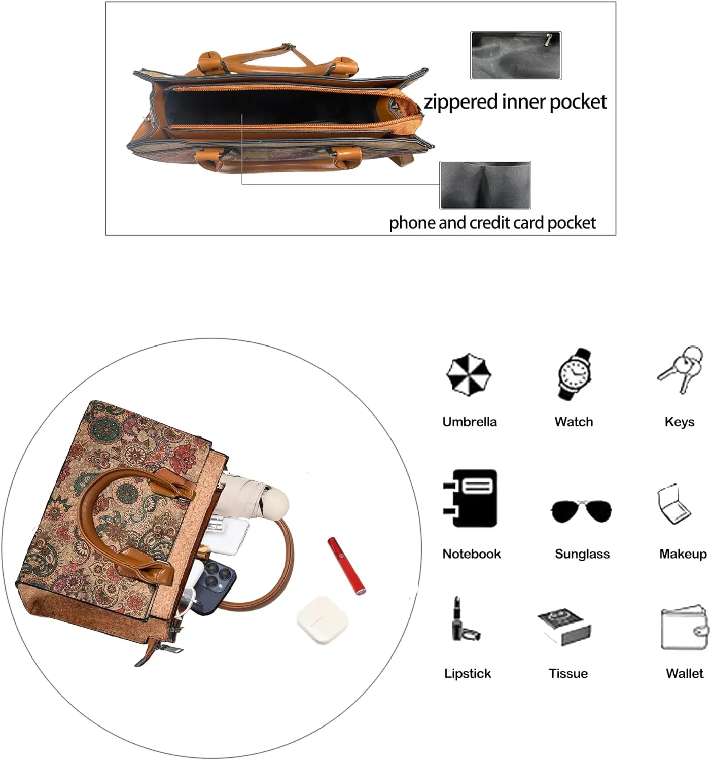 Quilted Crossbody Bags For Women Vegan Leather Purses Waterproof Natural Cork Shoulder Bag Handbags