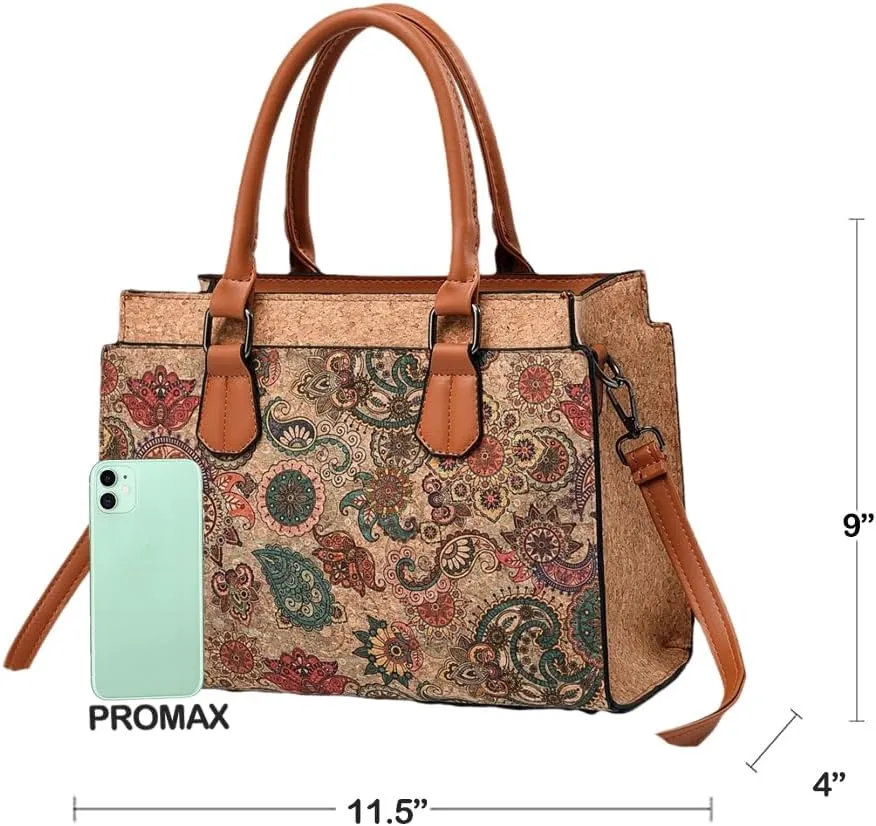 Quilted Crossbody Bags For Women Vegan Leather Purses Waterproof Natural Cork Shoulder Bag Handbags