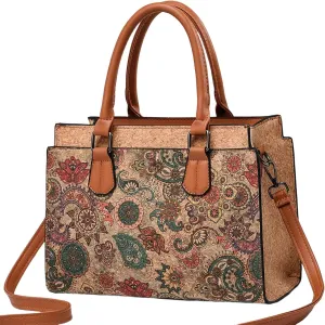 Quilted Crossbody Bags For Women Vegan Leather Purses Waterproof Natural Cork Shoulder Bag Handbags