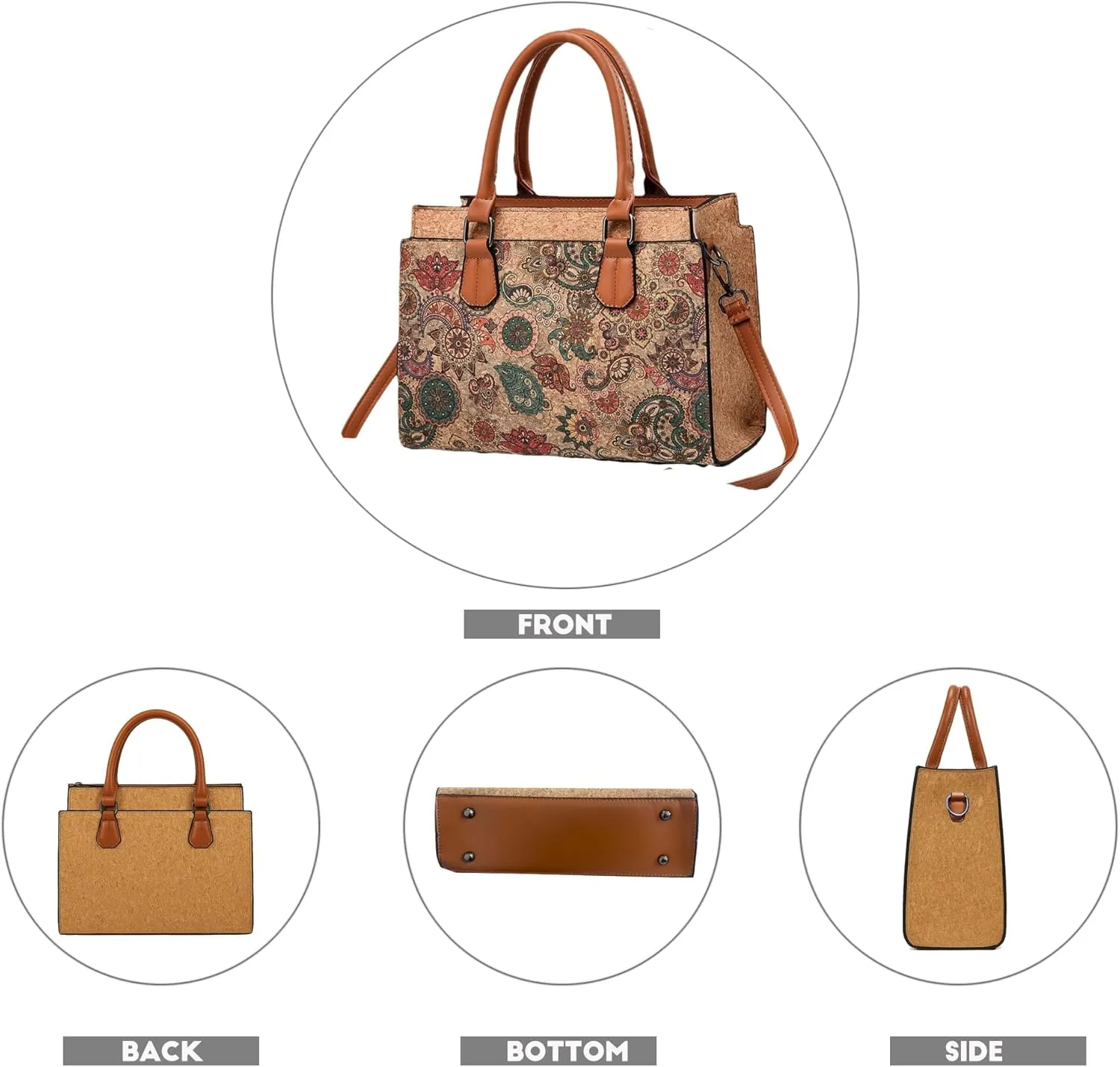 Quilted Crossbody Bags For Women Vegan Leather Purses Waterproof Natural Cork Shoulder Bag Handbags