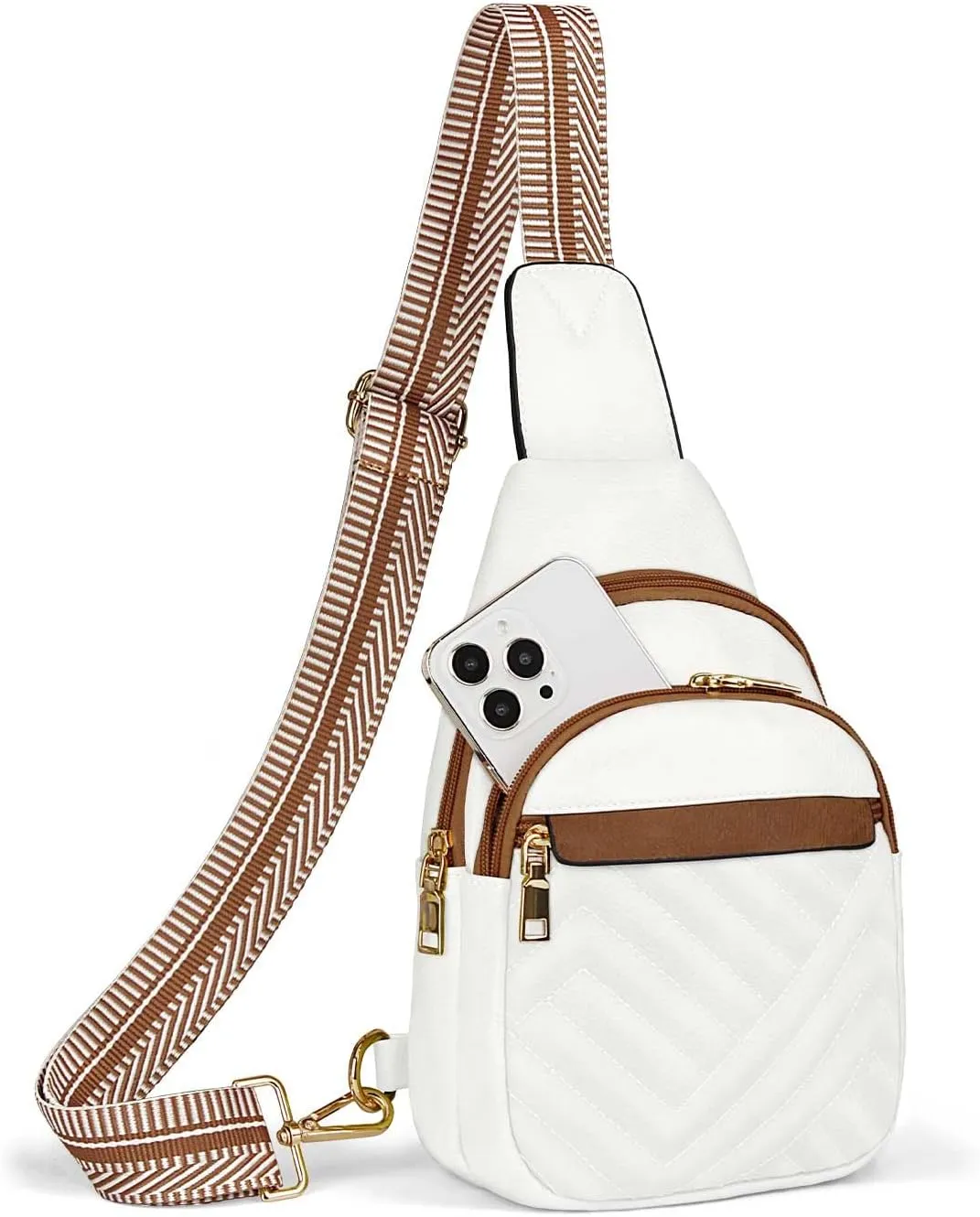 Quilted Leather Small Crossbody Bags for Women Men, Cross body Sling Bag Purse for Women One Strap Backpack Travel
