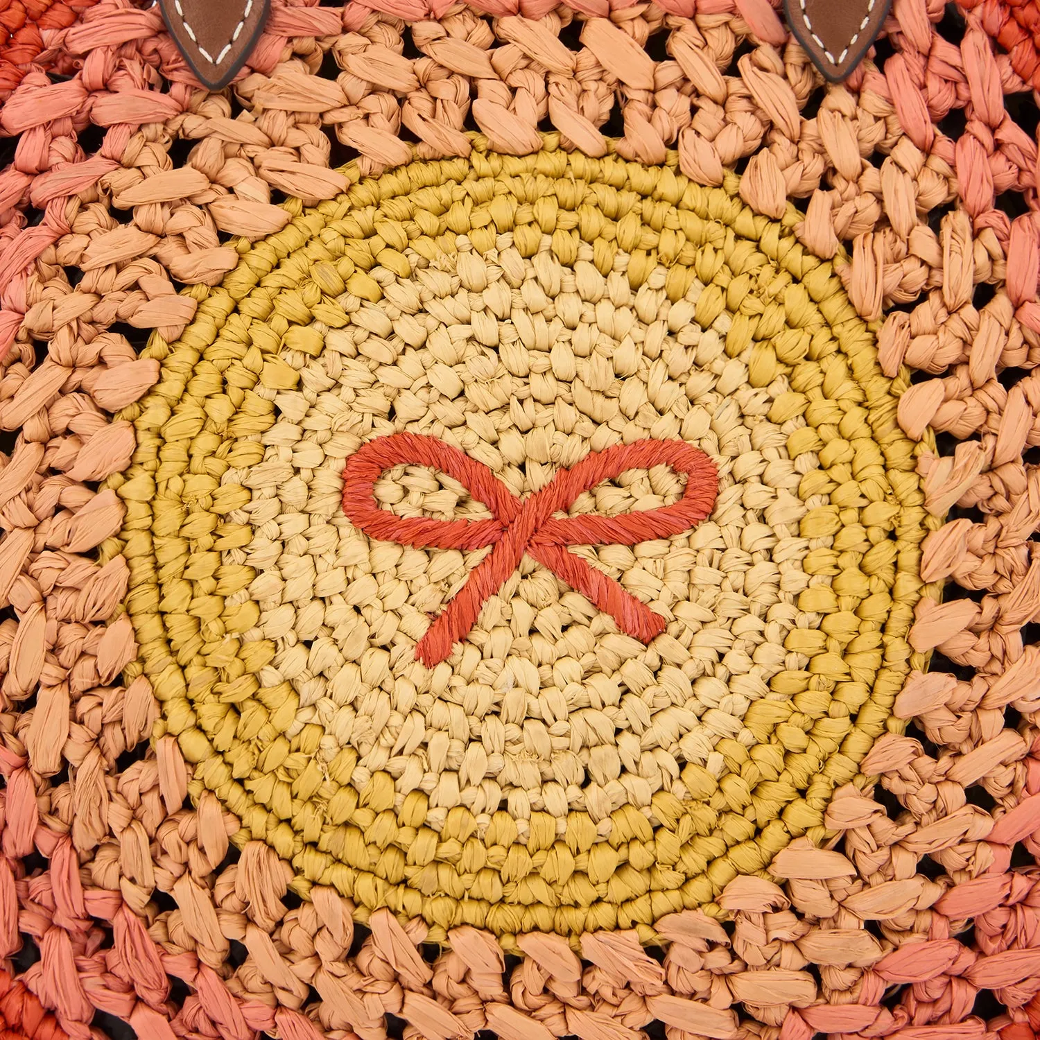 Raffia Small Round Bow Cross-body Tote