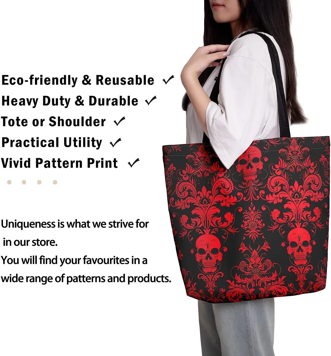 Rainbow Canvas Tote Bag for Women,Love Hearts Duffle Bag Colorful Cartoon Raindrop Reusable Grocery Shoulder Bag